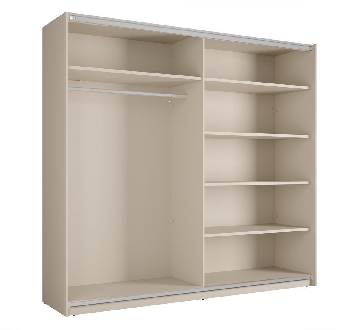 SCHWEBETÜRENSCHRANK Lunoria 221 cm Beige mit Spiegel - 221/207/60 cm - Beige, Holz/Holzwerkstoff (221/207/60cm) - AX Living