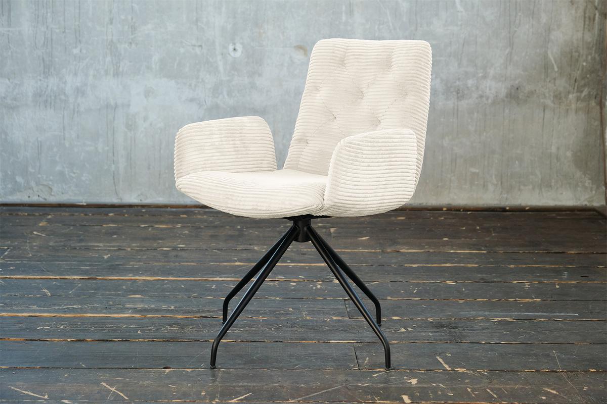 DREHSTUHL NEW CHARME Cremeweiß Cord (1er-Set) - Creme, Textil (59/87/66cm) - KAWOLA