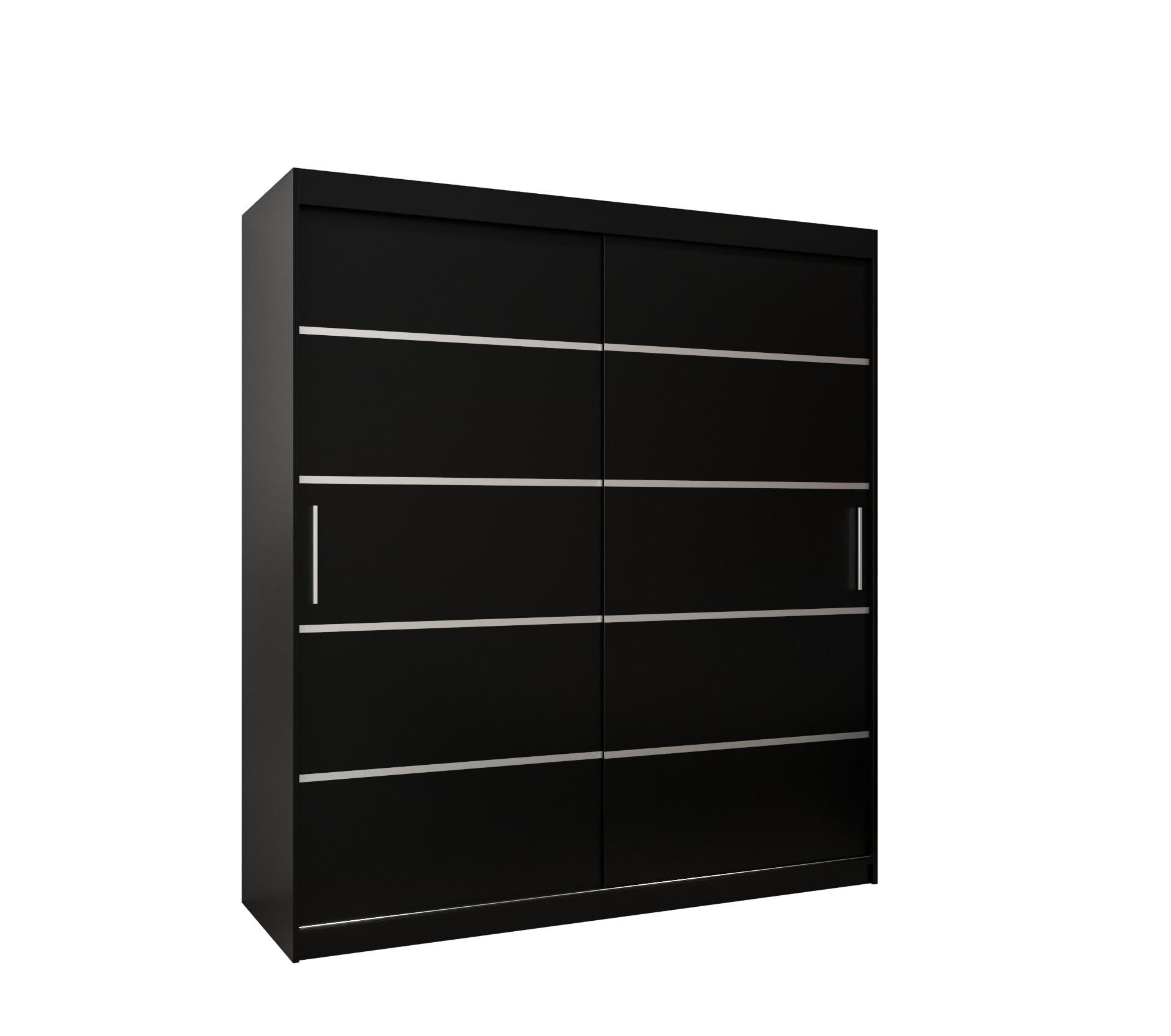 SCHWEBETÜRENSCHRANK 200/180/62 2-türig - Silberfarben/Schwarz, Holz/Kunststoff (180/200/62cm) - MÖBEL KRYSPOL