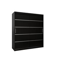 SCHWEBETÜRENSCHRANK 200/180/62 2-türig - Silberfarben/Schwarz, Holz/Kunststoff (180/200/62cm) - MÖBEL KRYSPOL