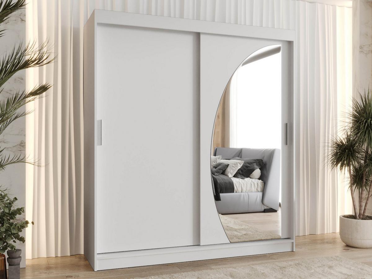 SCHWEBETÜRENSCHRANK Wika 180 cm - Silberfarben/Weiß, Holzwerkstoff/Kunststoff (180/200/62cm) - MIRJAN24