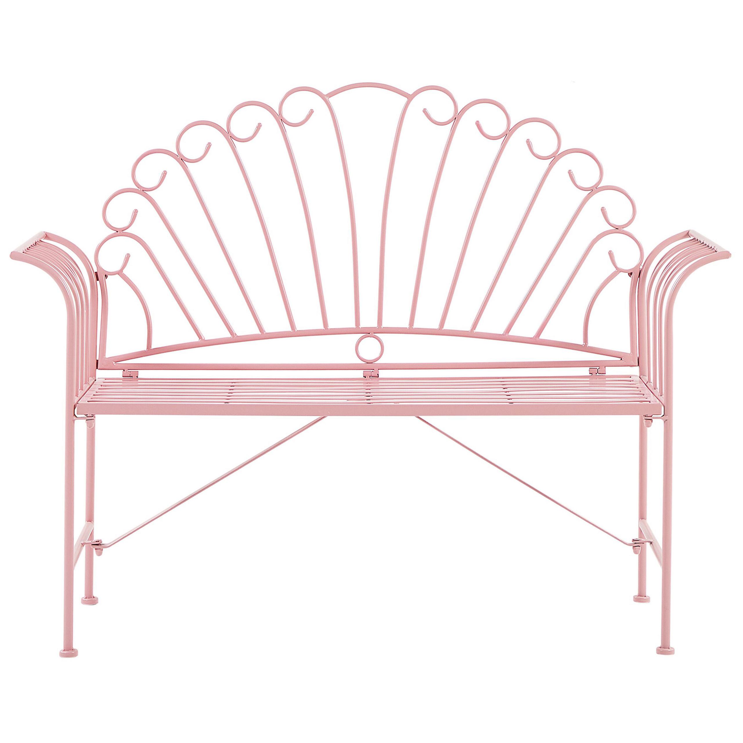 GARTENBANK Metall 2-Sitzer rosa 125 cm Cavinia - Rosa, Metall (125/97/46cm) - Beliani