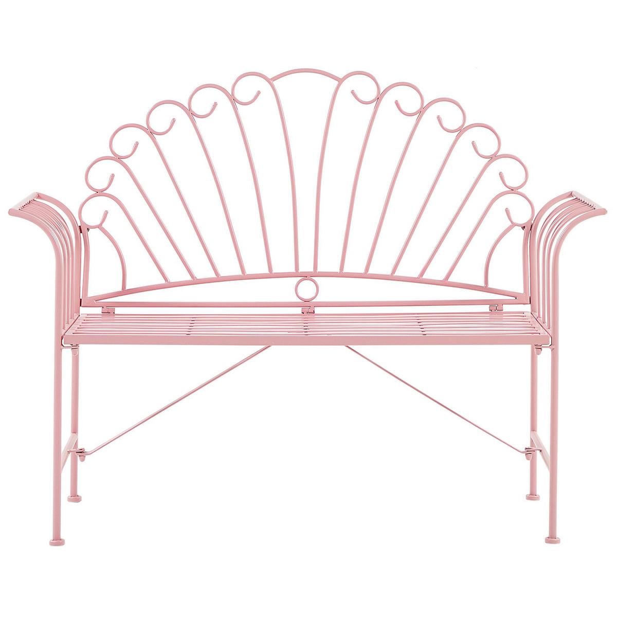 BALKONSET 2-Sitzer rosa Metall Bank mit Beistelltisch Cavinia - Pink, Metall - Beliani