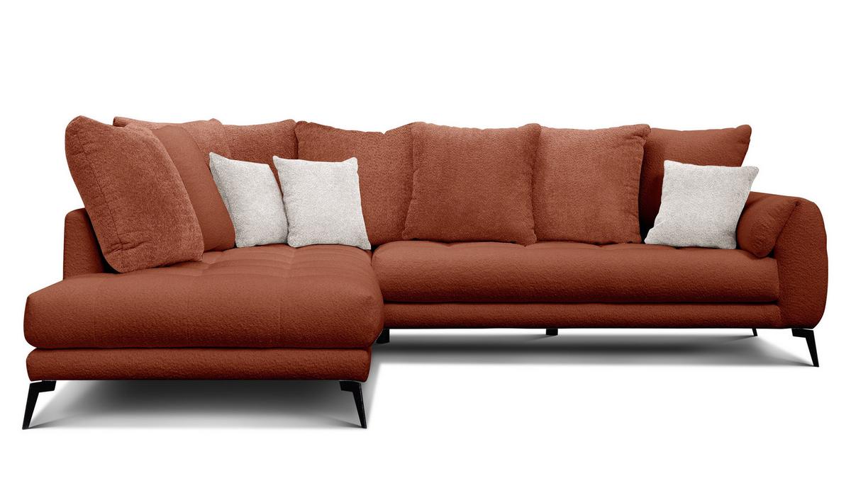 ECKSOFA CALME 5-Sitzer, dunkelorange - Dunkelorange/Schwarz, Holz/Textil (294/229cm) - Wozimo