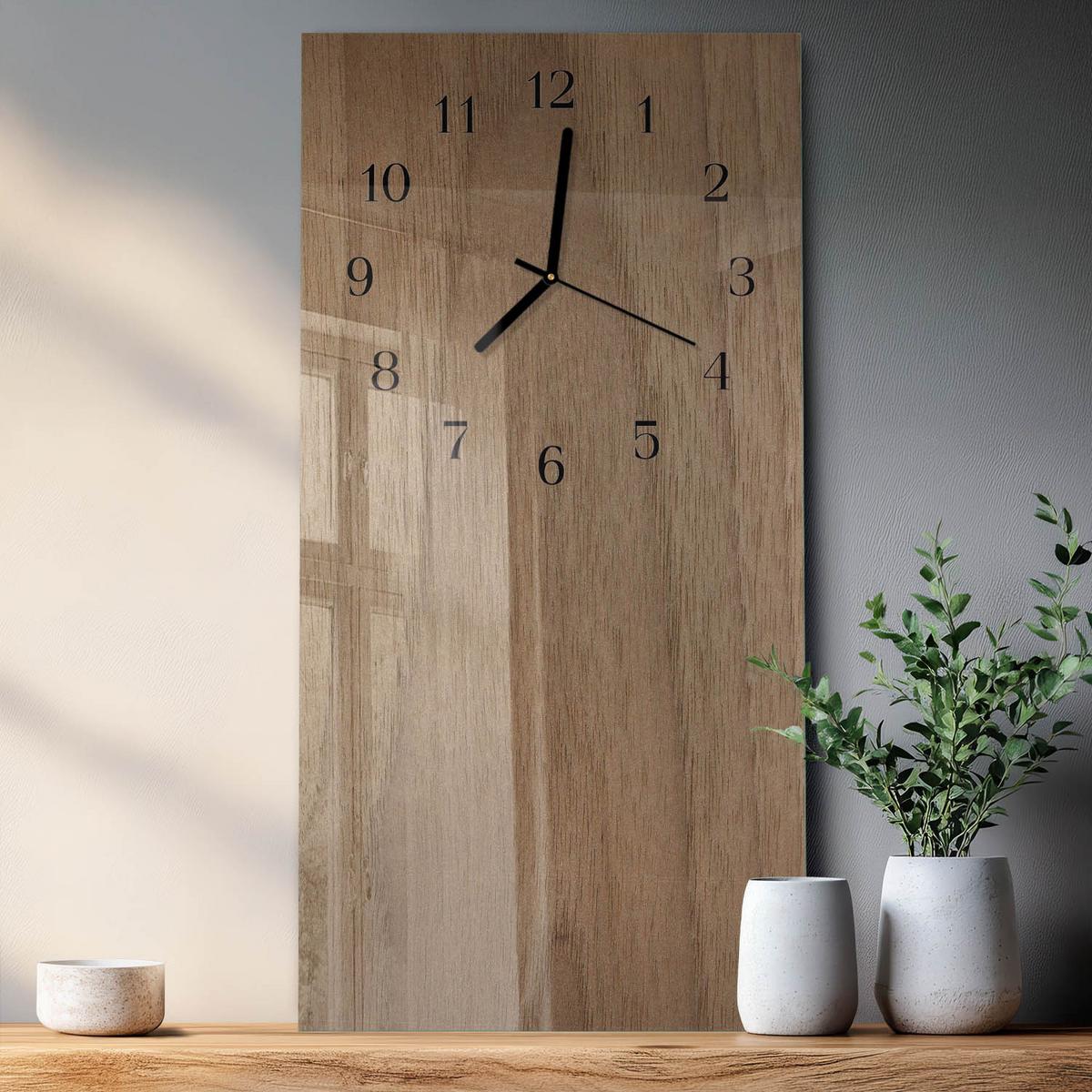 WANDUHR aus Glas 30x60 cm - Tisch - Braun, Glas (30/60/0.4cm) - TULUP
