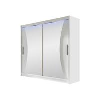 KLEIDERSCHRANK London V, mit RGB LED Beleuchtung - Silberfarben/Weiß, Holzwerkstoff/Kunststoff (180/215/58cm) - MIRJAN24