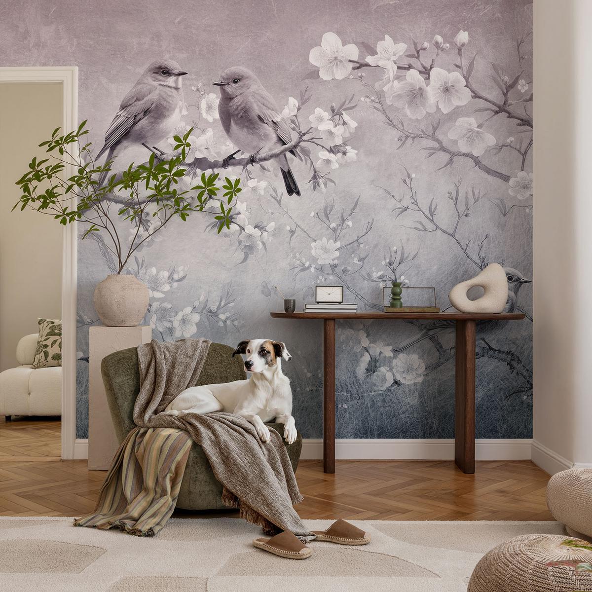 FOTOTAPETE 416x254 cm - Subtile Natur - Grau, Textil (416/254cm) - Wallfluent