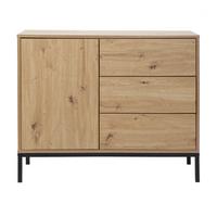 KOMMODE 1 Tür 3 Schubladen Eiche-Dekor FSC-zertifiziert 40/80/90 cm - Eichefarben, Holzwerkstoff (90/80/49.5cm) - Calicosy