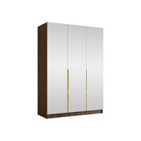 KLEIDERSCHRANK Calia III - Goldfarben/Nussbaumfarben, Holzwerkstoff/Metall (150/215/58cm) - MIRJAN24