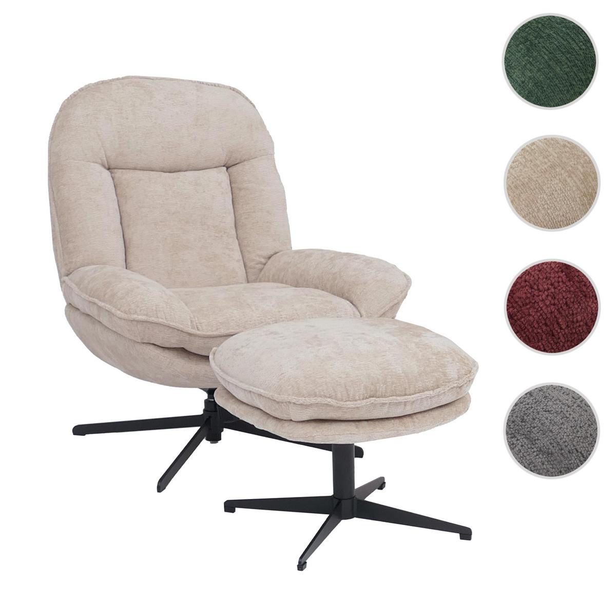 RELAXSESSEL MIT HOCKER Creme - Creme, Textil (80/96/90cm) - MCW