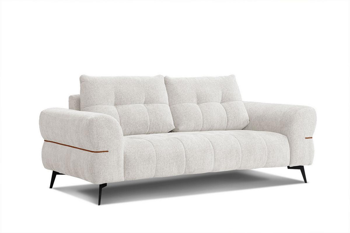 SOFA SALVINI 3-Sitzer, weiß - Schwarz/Weiß, Holzwerkstoff/Textil (176/88/99cm) - Wozimo