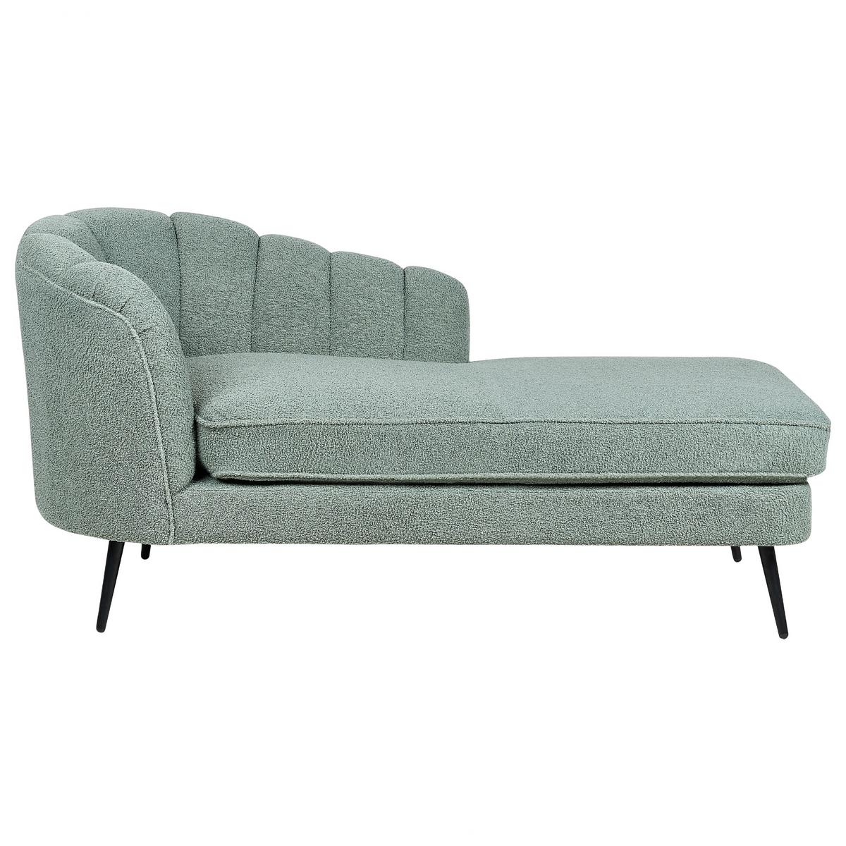 CHAISELONGUE Bouclé grün linksseitig Allier - Schwarz/Grün, Textil (150/75/76cm) - Beliani