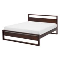HOLZBETT 140/200cm Dunkler Holzfarbton Giulia - Dunkelbraun, Holz (140/200cm) - Beliani