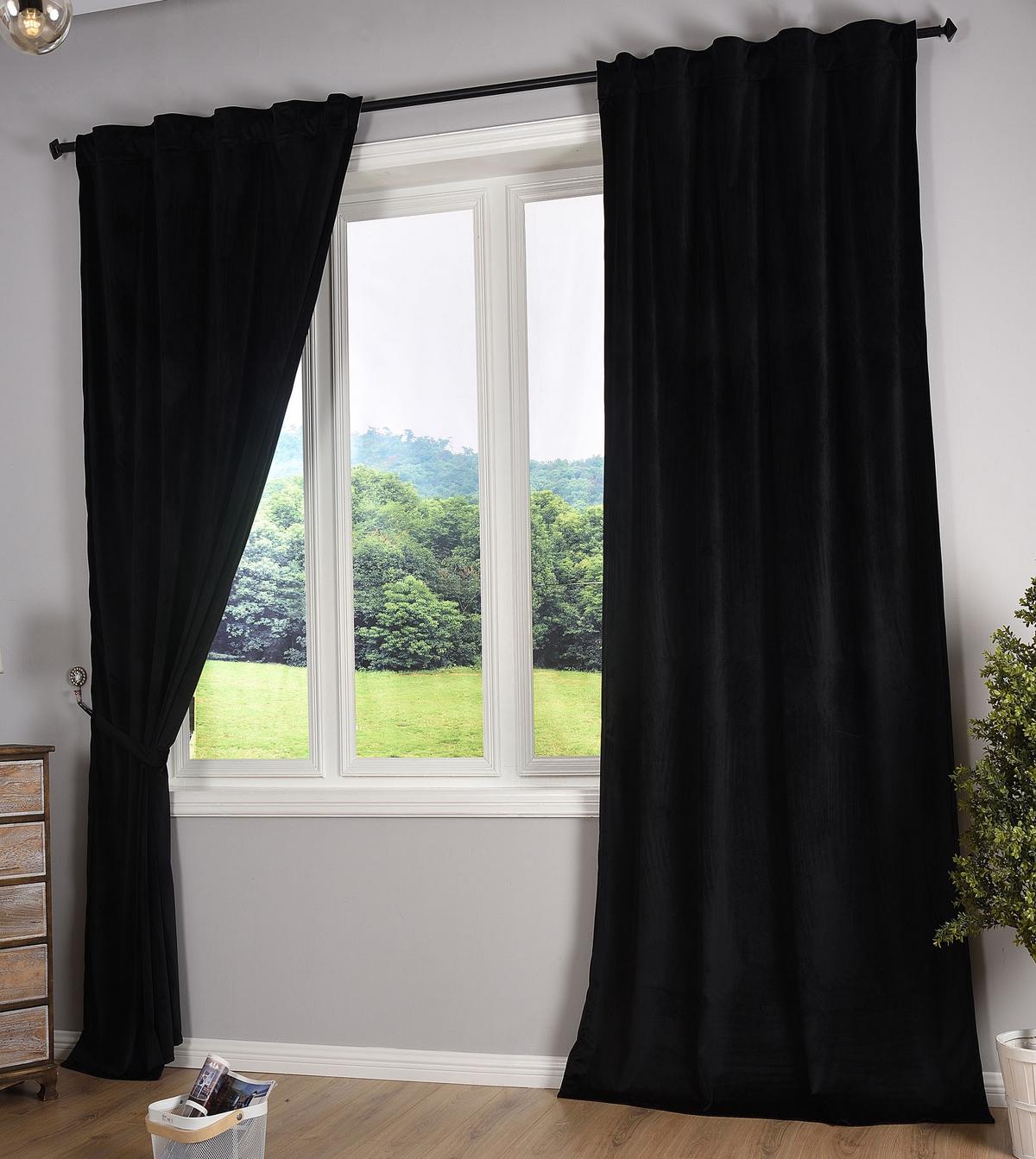 VORHANG 2ER SET MILANO HxB 280x135 cm Schwarz - Schwarz, Textil (135/280cm) - Gardinenbox