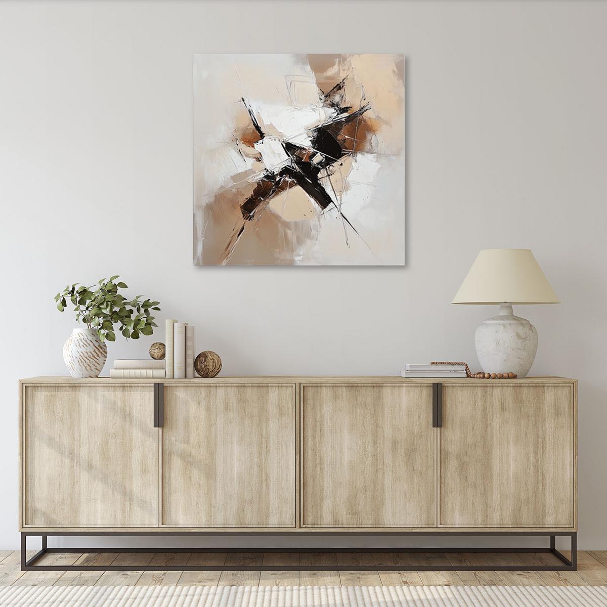 LEINWANDBILD Abstraktes Beige wie gemalt 40x40cm - Beige, Textil (40/40cm) - Feeby