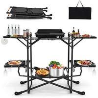 CAMPINGKÜCHE Schwarz - Schwarz, Metall (54/135/88cm) - COSTWAY