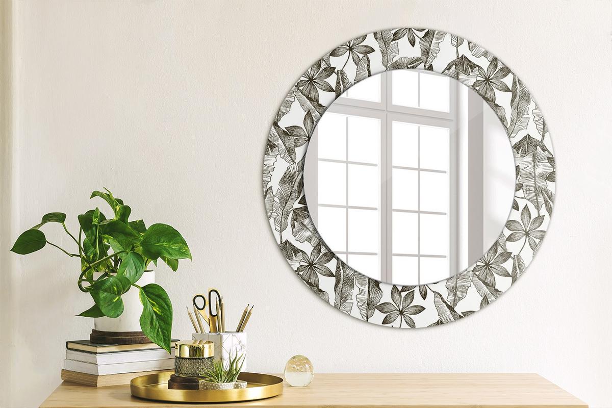 SPIEGEL Rund Ø 50 cm mit Aufdruck - Schwarz, Glas (50/50/0.4cm) - Wallfluent
