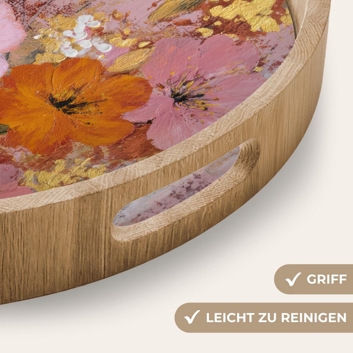 TABLETT Malerei - Blumen - Rustikal - Rosa 40x40 cm - Rosa, Holz (40/5/5cm) - OnlyWow