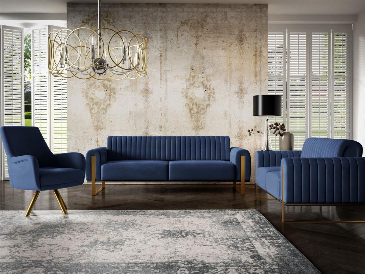 SOFA Valerie 2-sitzer - Dunkelblau, Holzwerkstoff/Textil (164/79/90cm) - Fun Möbel