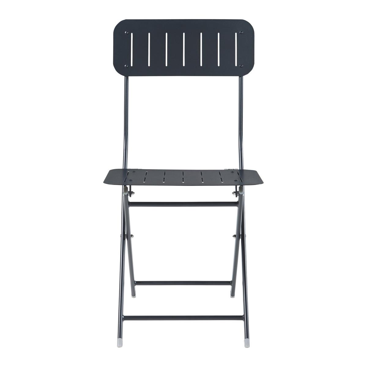 GARTENKLAPPSTUHL-SET 2 TLG. Sande - Schwarz, Metall (42/84.5/50cm) - [en.casa]