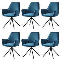 ESSZIMMERSTUHL Türkis, Schwarz 6er-Set - Türkis/Blau, Textil (60/86/60cm) - MCW