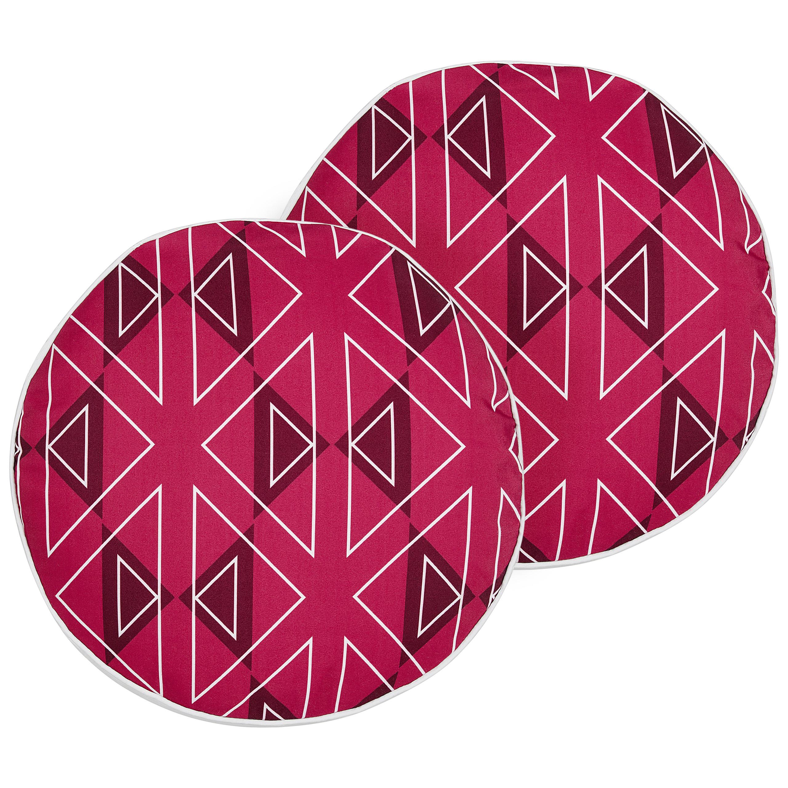 GARTENKISSEN 2er-Set geometrischem Muster Rosa 40 cm Mezzano - Violett/Magenta, Textil (40/40cm) - Beliani