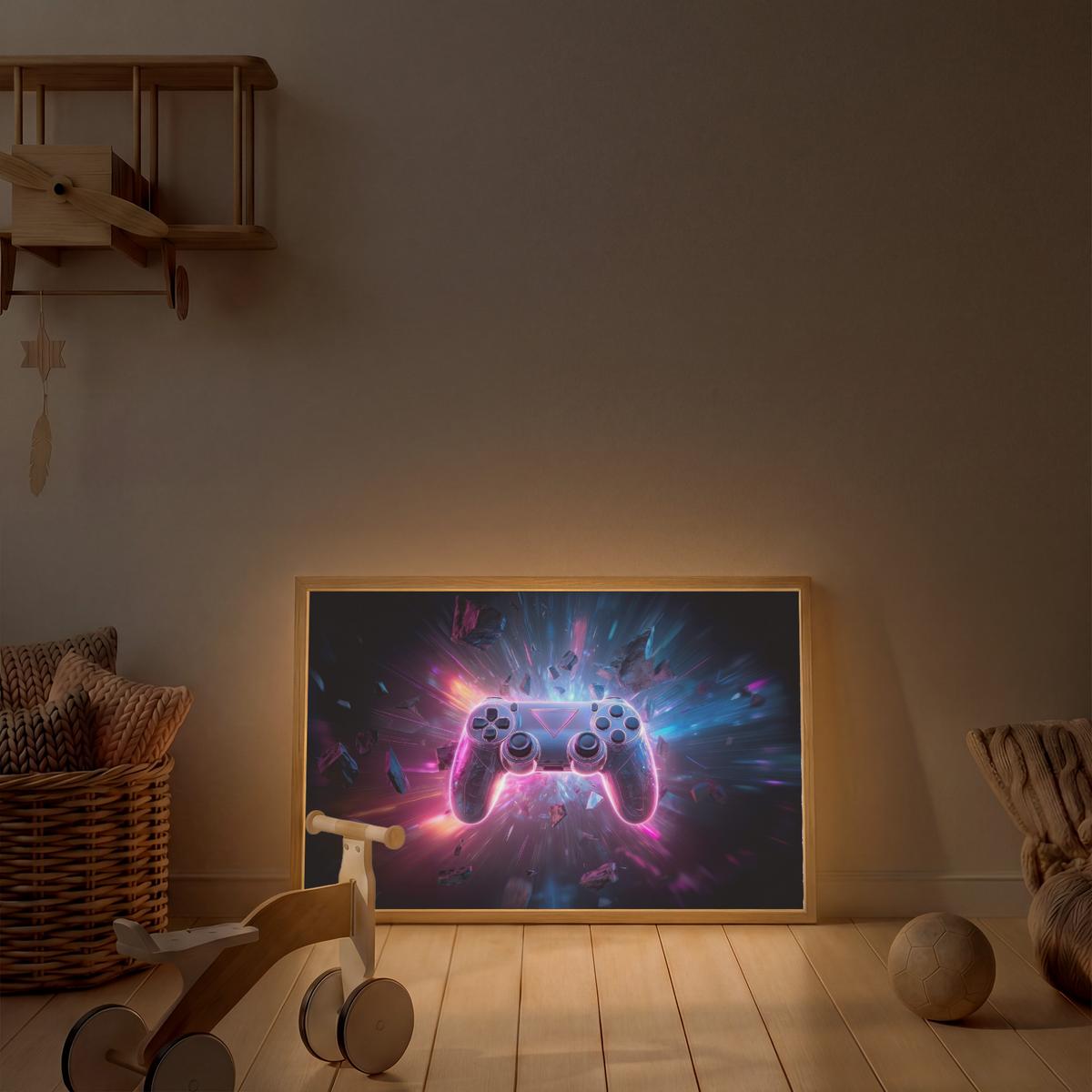 NACHTTISCHLAMPE MIT AKKU Controller - Neon - Explosion - Abstrakt 100x70 cm - Violett, Holzwerkstoff (8/100/70cm) - OnlyWow