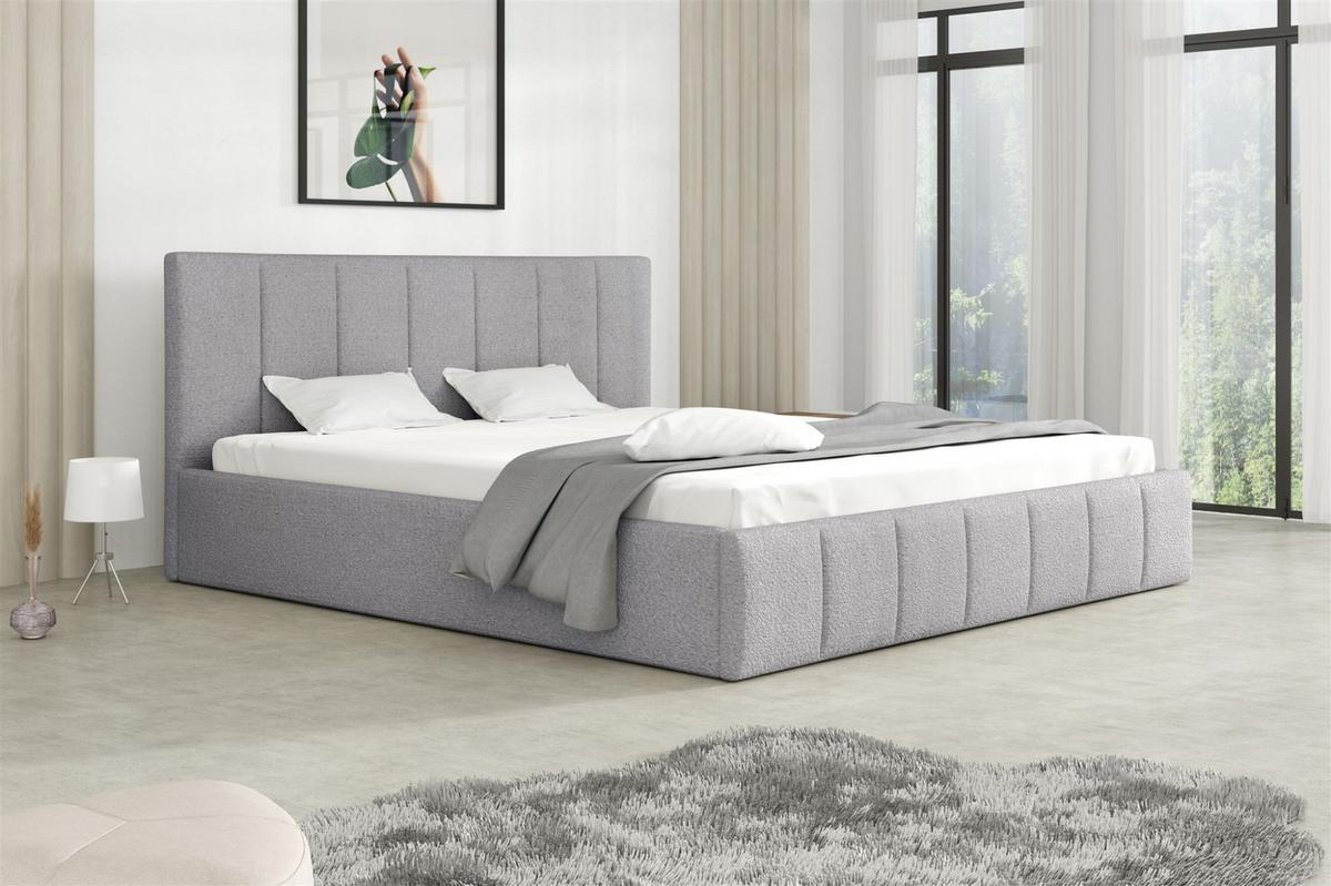 POLSTERBETT Detroit Ohne Matratze - Silberfarben, Holzwerkstoff/Textil (140/200cm) - Fun Möbel