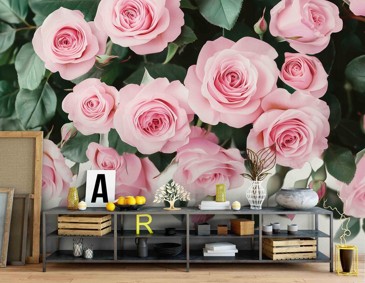 FOTOTAPETE Blumen Rosen Schlafzimmer 200x140 - Multicolor, Papier (200/140cm) - Wallarena