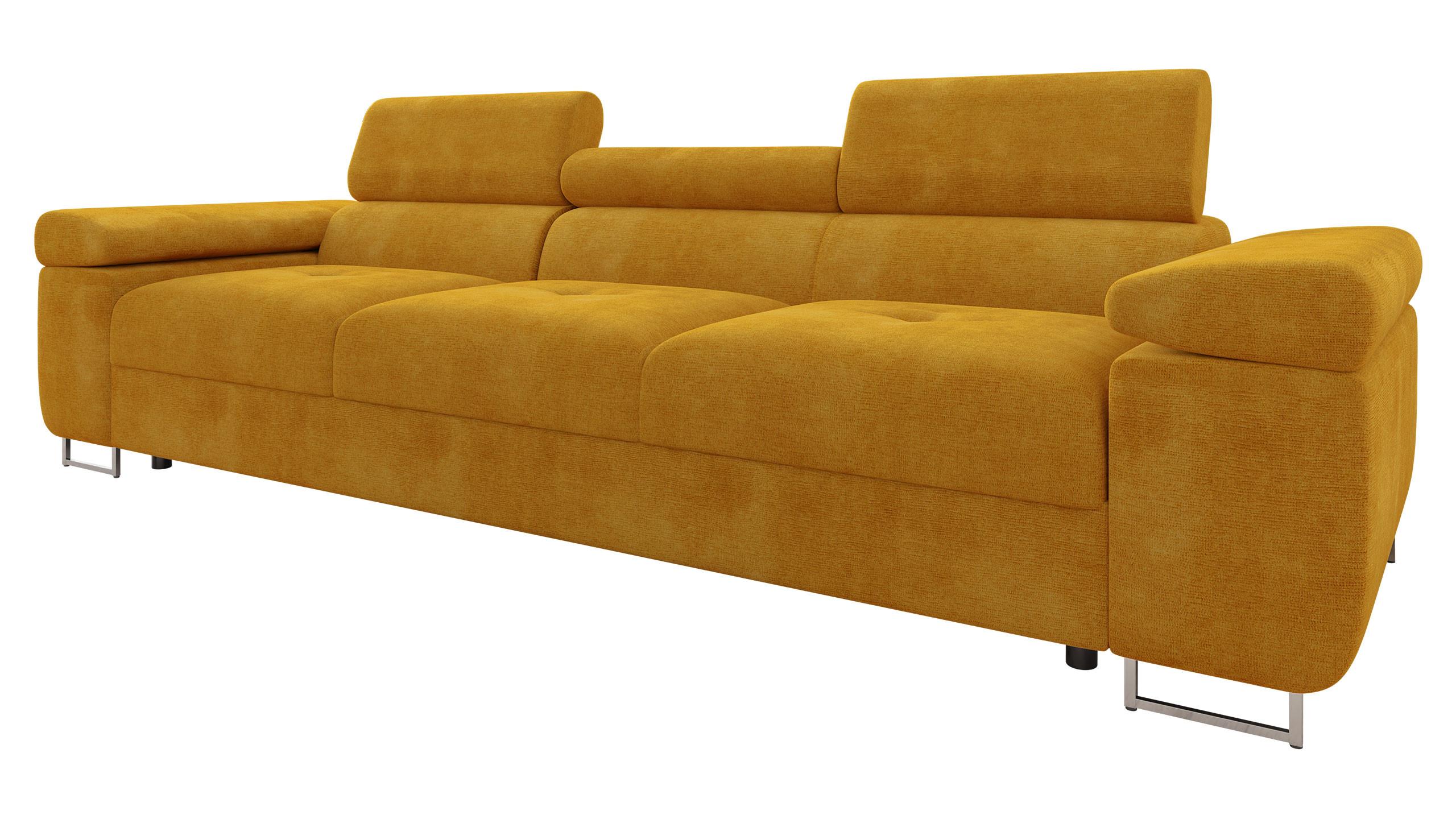 SOFA Torezio 3 - Currygelb, Holz/Textil (263/90/102cm) - MIRJAN24