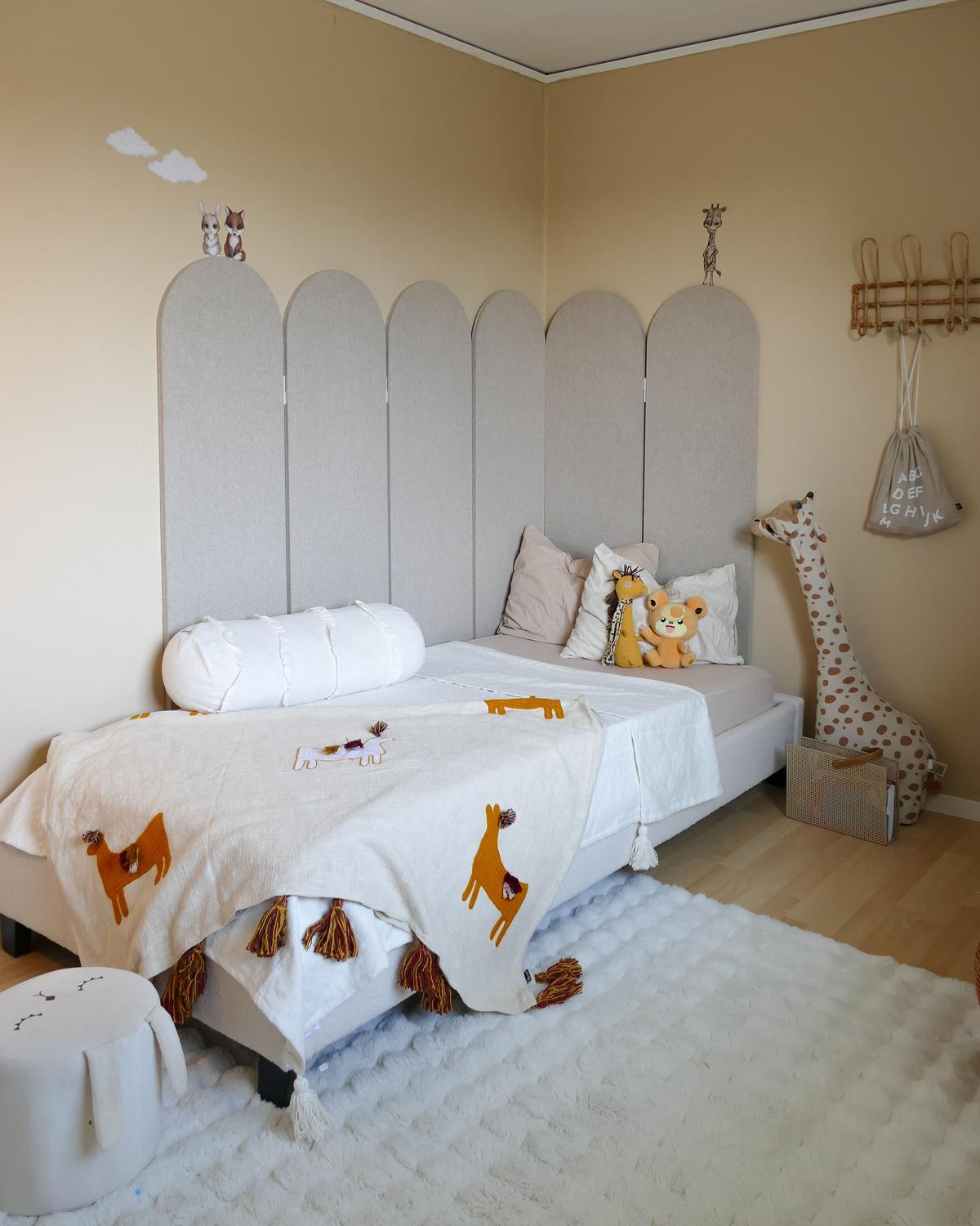POLSTERBETT Beige-Dunkler Holzfarbton 90-200 cm Roanne - Beige/Dunkelbraun, Textil (90/200cm) - Beliani