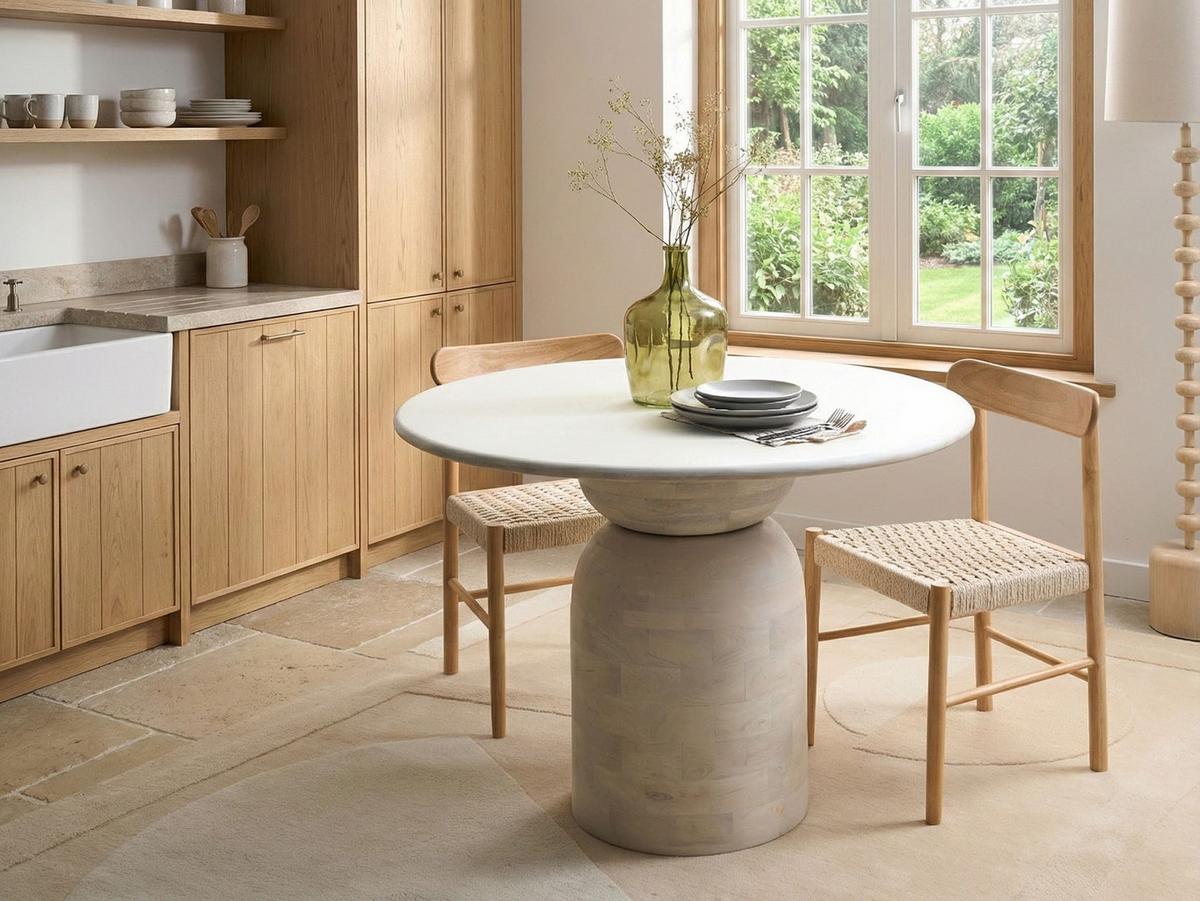 ESSTISCH Weiß 110/110 cm Mangoholz Murtle - Weiß, Holz (110/110/77cm) - Beliani