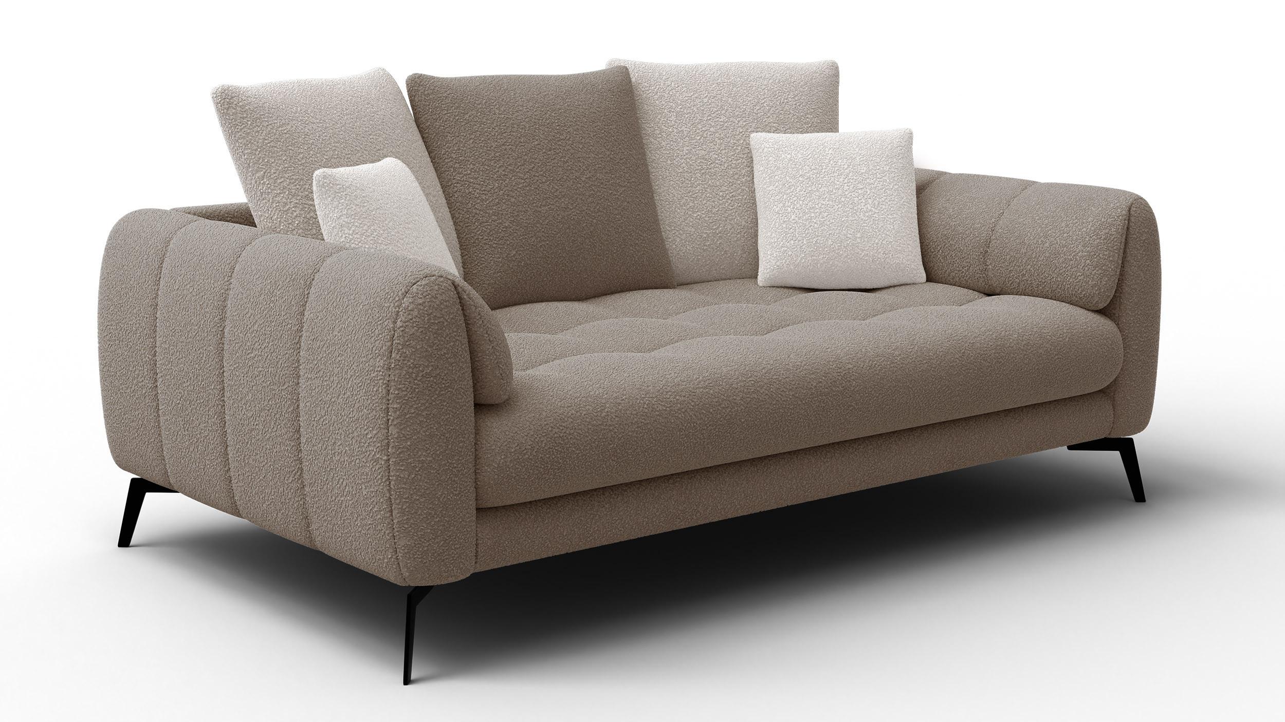 SOFA CALME 2,5-Sitzer, beige und écru - Beige/Schwarz, Holz/Textil (199/92/108cm) - Wozimo