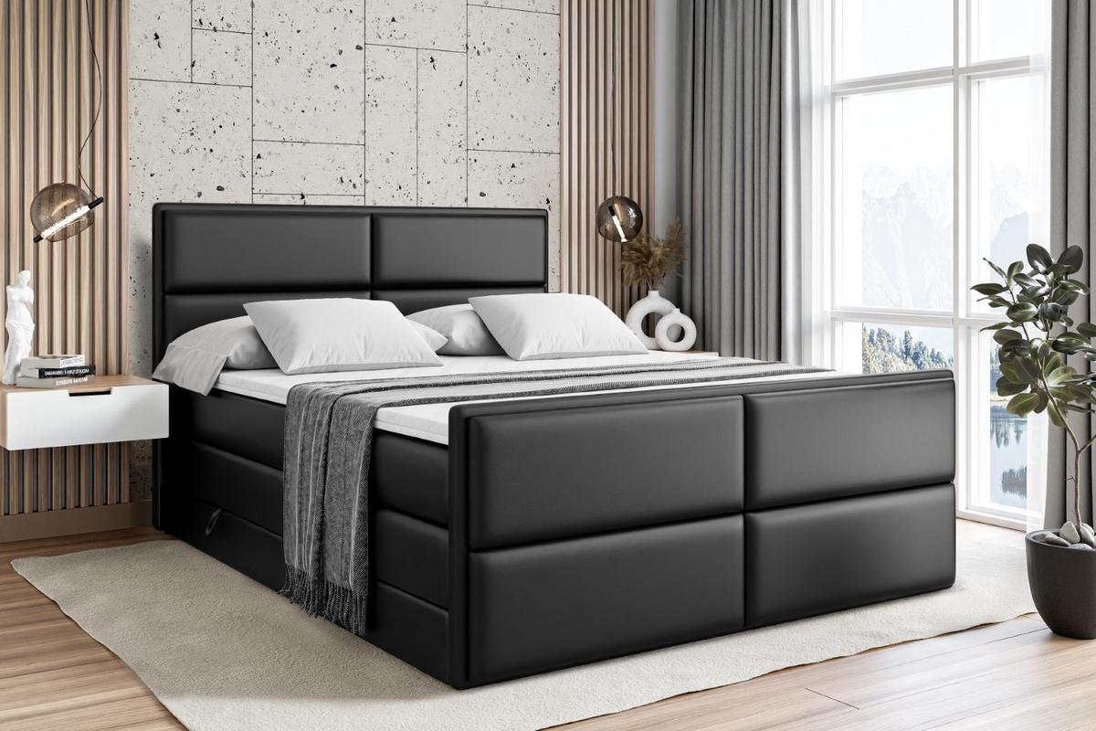 BOXSPRINGBETT AURA-Z KING - 140 x 200 - H3/H4 - Schwarz Hochglanz - Schwarz Hochglanz, Holzwerkstoff (140/200cm) - ALTDECOR