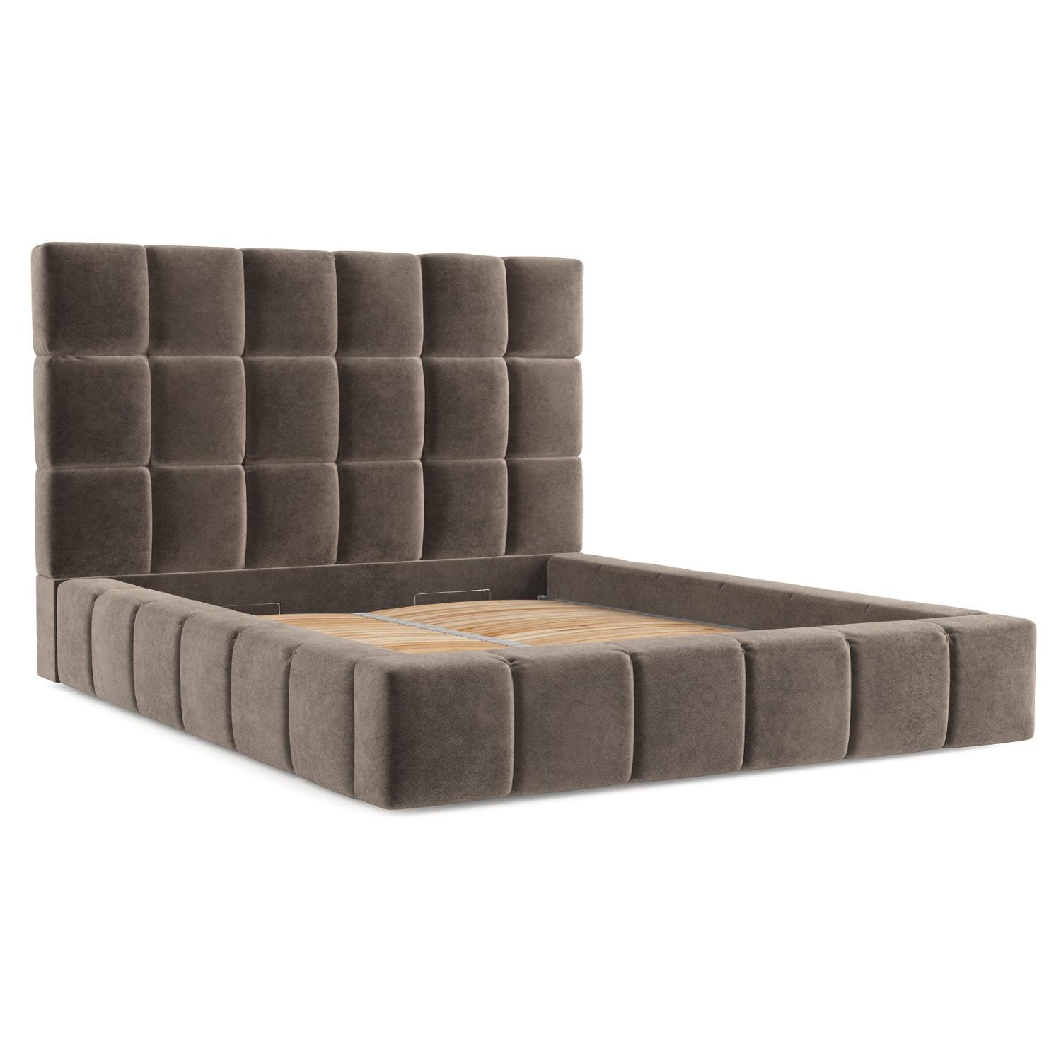 POLSTERBETT Skiathos mit Stauraum 180/200 cm Braun im Terra NW Stoff - Schwarz/Naturfarben, Holz/Holzwerkstoff (180/200cm) - AltaBeds