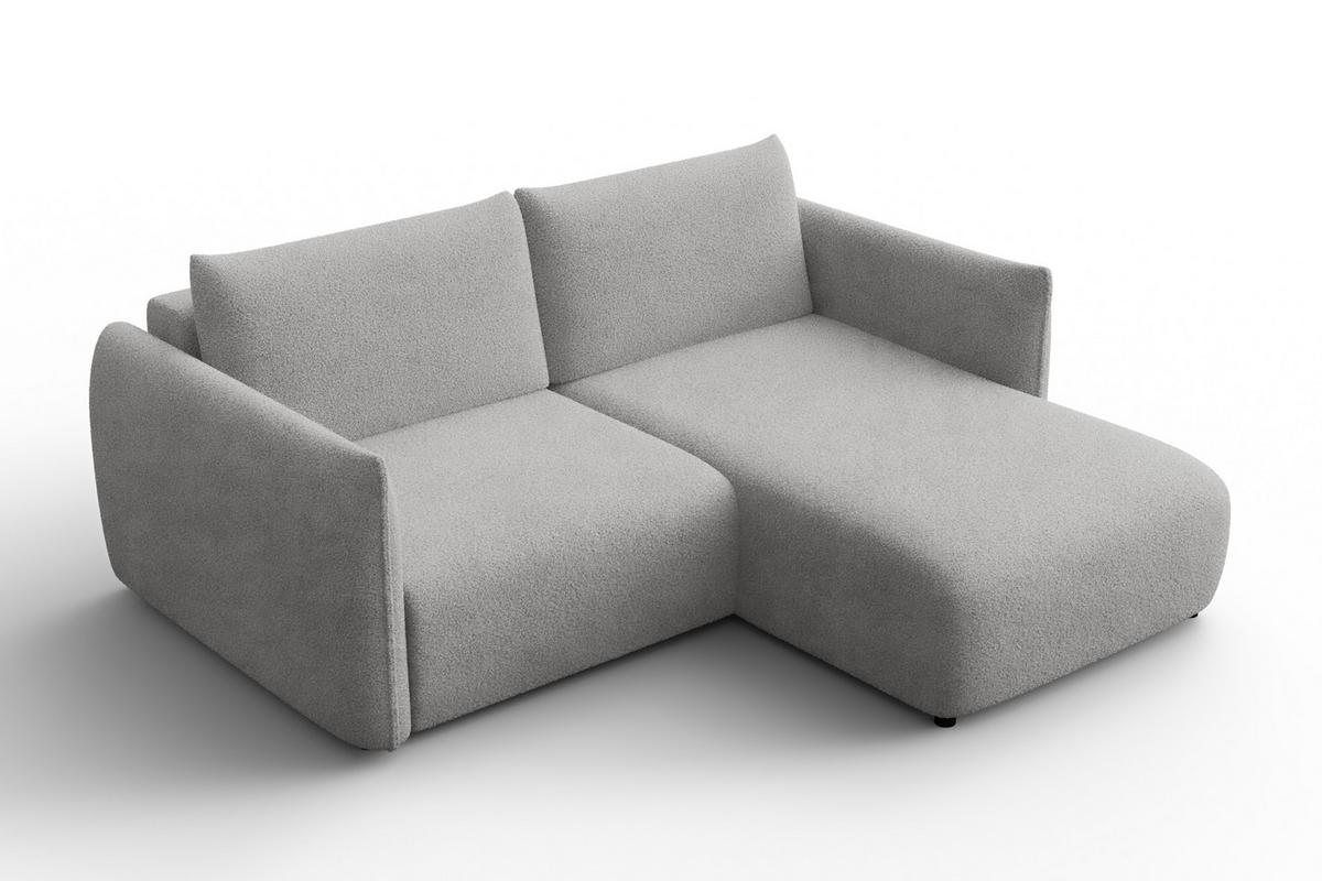 ECKSOFA TAUER 3-Sitzer RECHTS, Bouclé-Stoff hellgrau - Schwarz/Grau, Holz/Textil (206/173cm) - Courtois Laville