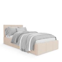 POLSTERBETT für Schlafzimmer Bett mit Stauraum Creme 90x200 - Weiß, Holzwerkstoff/Metall (90/200cm) - Muralo