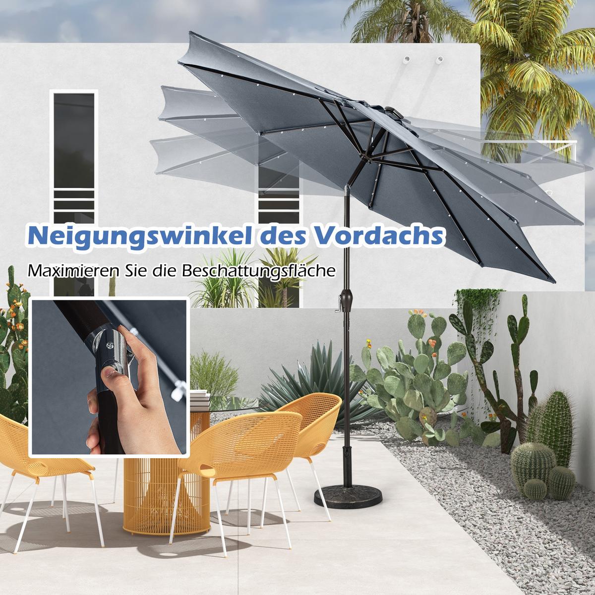 PATIO-SCHIRM Grau - Grau, Kunststoff (300/300cm) - COSTWAY
