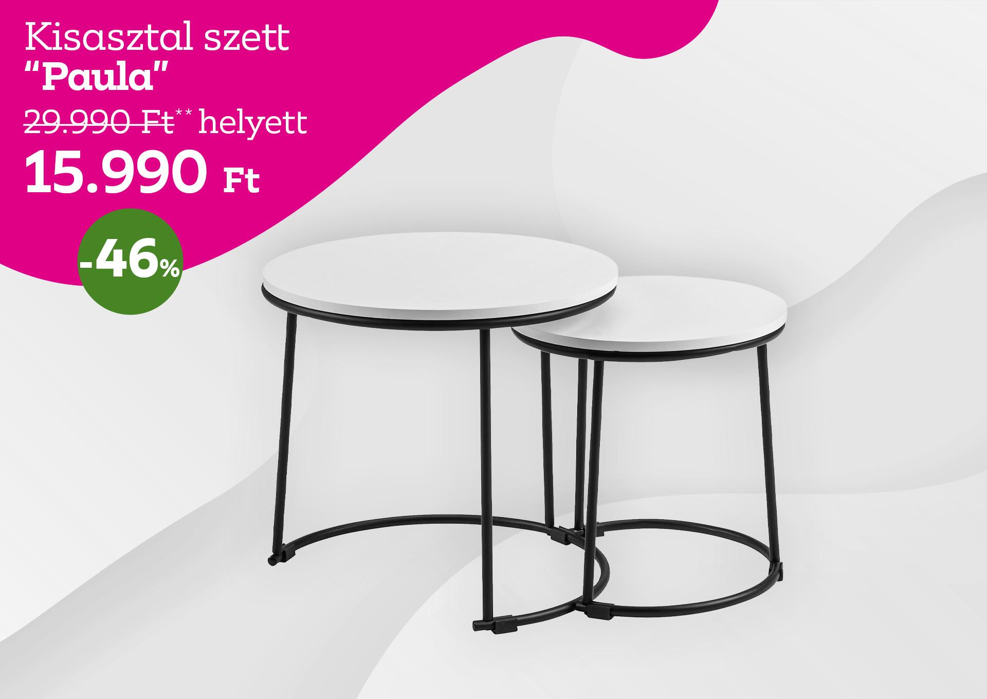 kisasztal szett PAULA 29990 Forint helyett 15990 Forint, kedvezmény mértéke 46%