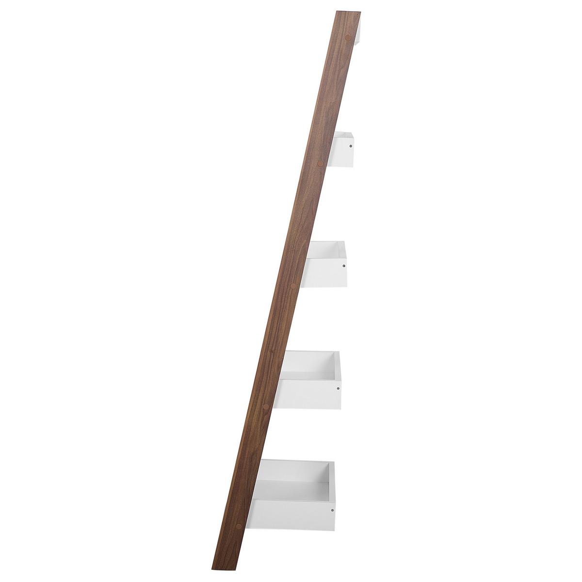 BÜCHERREGAL 5 Fächer Dunkler Holzfarbton/Weiß Mobile Trio - Weiß, Holzwerkstoff (65/164/32cm) - Beliani