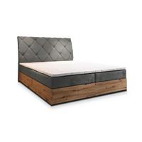 BOXBETT VELLANO 160x200 cm mit Matratze und Topper - Grau - Grau, Holz (160/200cm) - MASSENO