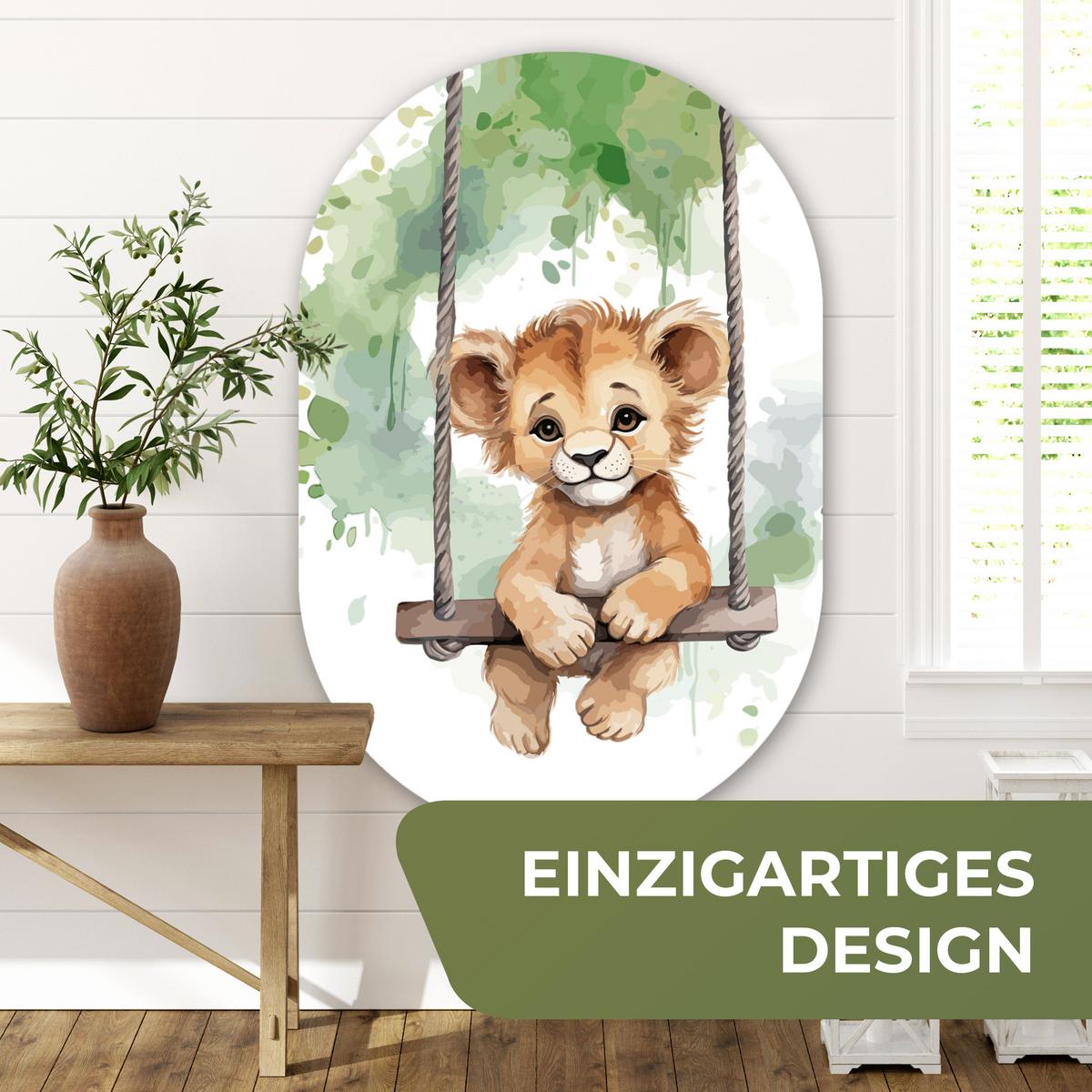 WANDBILD Löwe - Tier - Kinder - Dschungel Deko Groß 80x120 cm - Hellbraun, Kunststoff (80/120cm) - MuchoWow