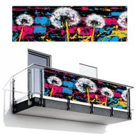 BALKON-SICHTSCHUTZ Straßenkunst - Bunt - Wand Windschutz 300x95 cm - Schwarz, Kunststoff (300/95cm) - MuchoWow