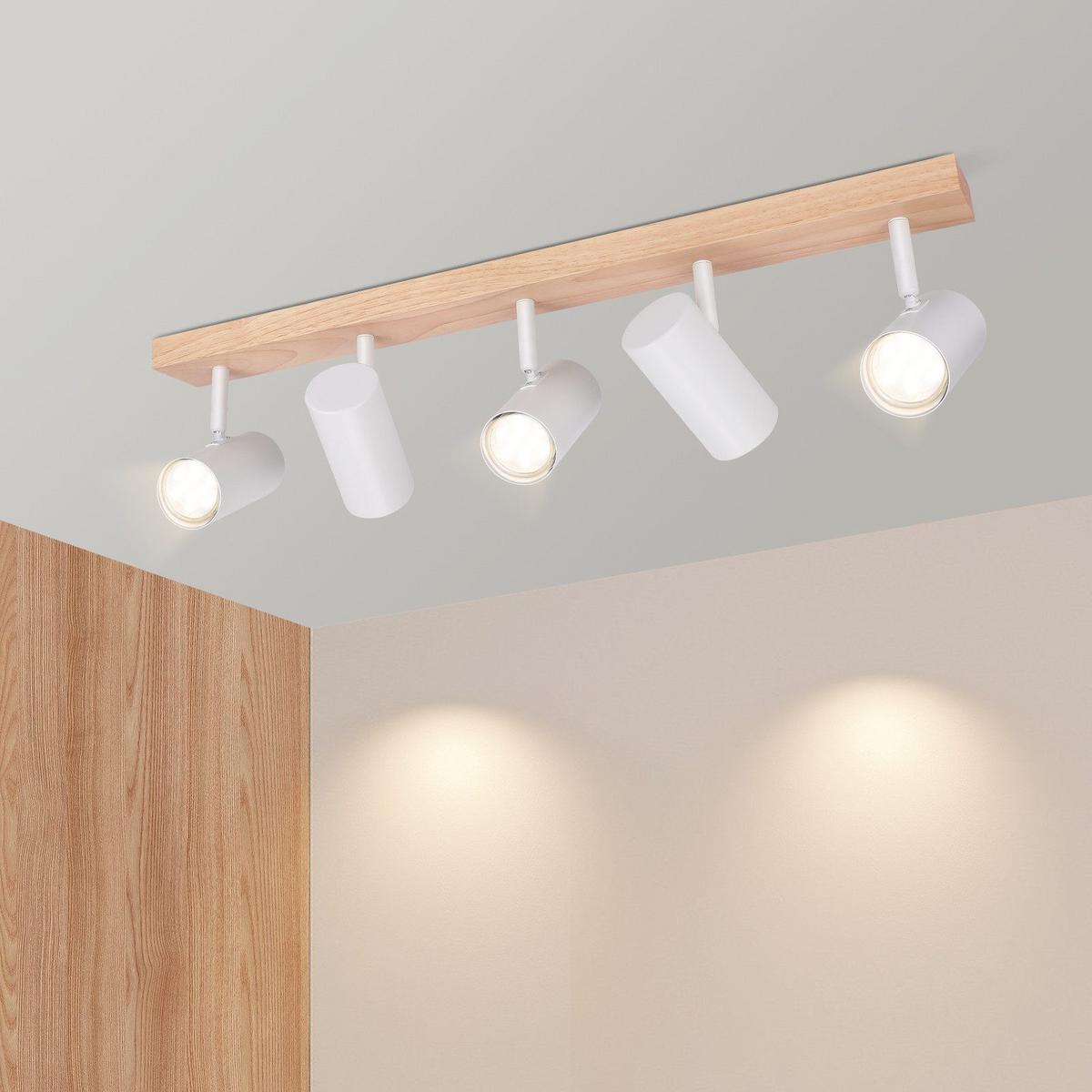 DECKENSTRAHLER Glorielle 10.5/14.3/63 cm - Weiß, Holz (63/10.5/14.3cm) - ZMH