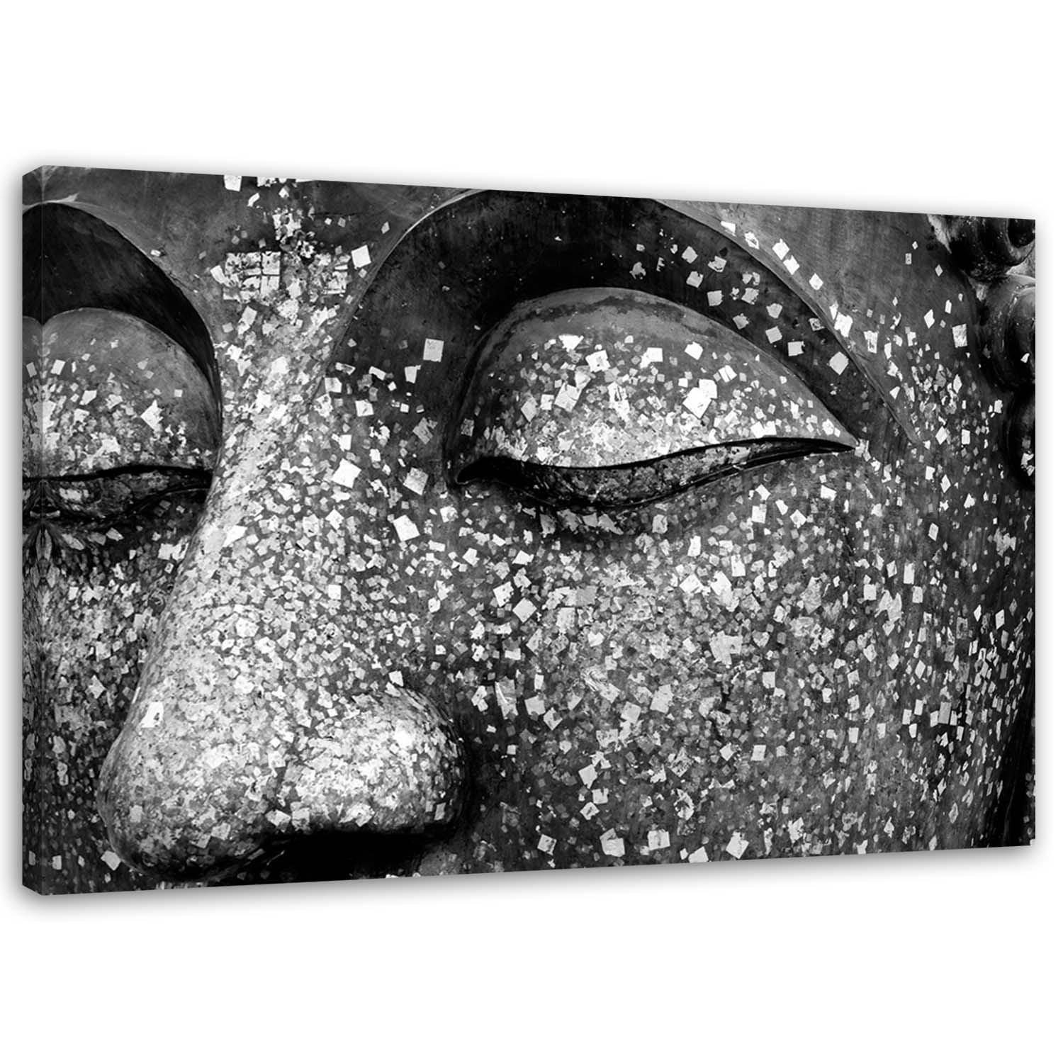 LEINWANDBILD Buddha Grau Asien 120x80cm - Grau, Textil (120/80cm) - Feeby