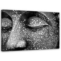 LEINWANDBILD Buddha Grau Asien 120x80cm - Grau, Textil (120/80cm) - Feeby
