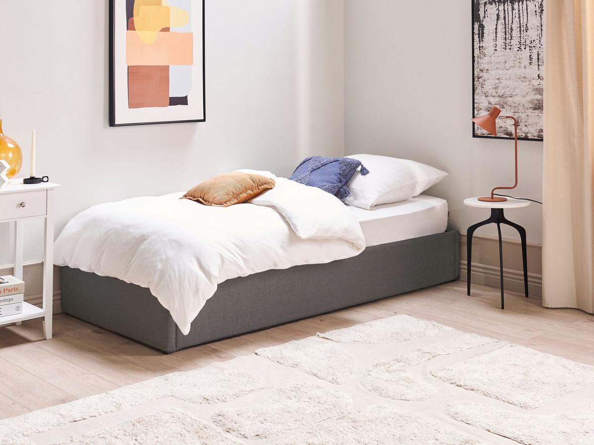 POLSTERBETT 90/200cm Dunkelgrau Dinan - Dunkelgrau, Textil (90/200cm) - Beliani