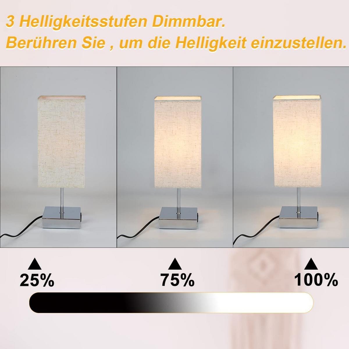 TISCHLEUCHTE Reutlingen(2er-set) 13/13/36 cm - Silberfarben, Textil (13/13/36cm) - Nettlife