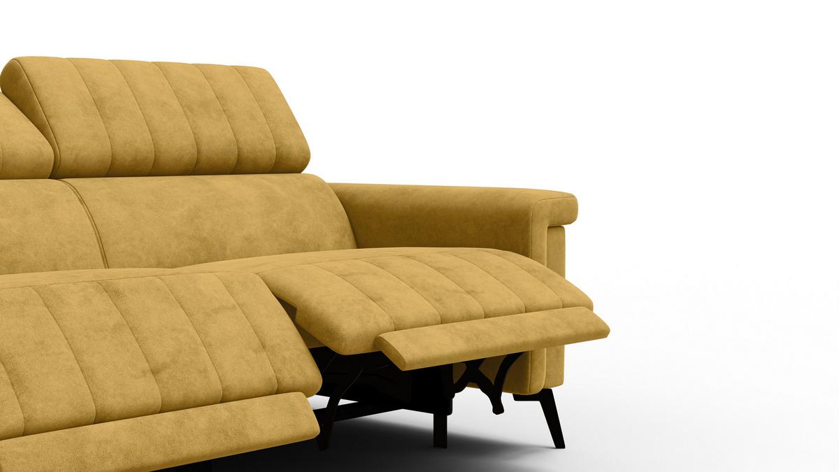 RELAXSOFA NORDEL 3-Sitzer, senfgelb - Gelb/Schwarz, Holz/Textil (194/80/105cm) - Wozimo