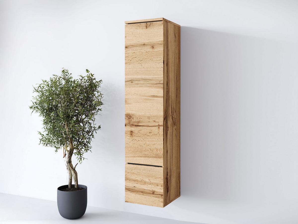 HÄNGEVITRINE Vera 001 mit LED Beleuchtung - Eiche Wotan/Alufarben, Holzwerkstoff/Kunststoff (30/130/33cm) - MIRJAN24